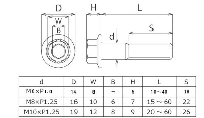 画像1: フランジ六角ボルトM10×20L