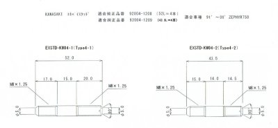 画像1: カワサキ車汎用エキゾーストスタッドボルトType4-2(15ｘ14.5)